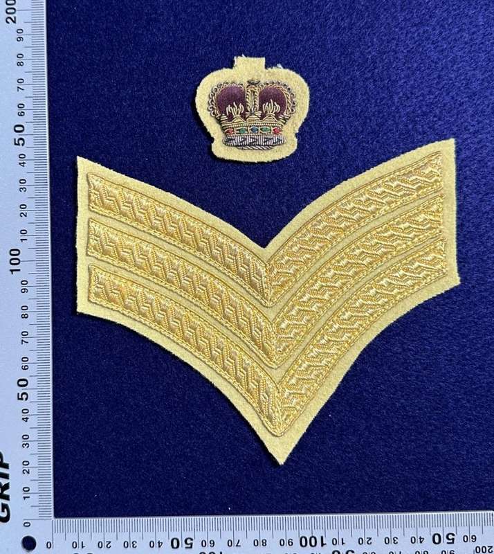 Rhodesian Pre-UDI Pay Corps Colour Sergeant - Bullion Wire Gold on Yellow