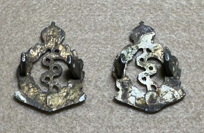 Rhodesian Medical Corps - CAST COLLARS x 2 - SILVER