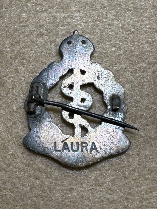 Rhodesian Medical Corps - KC - Broach Pin SILVER, with Name LAURA, locklug broken
