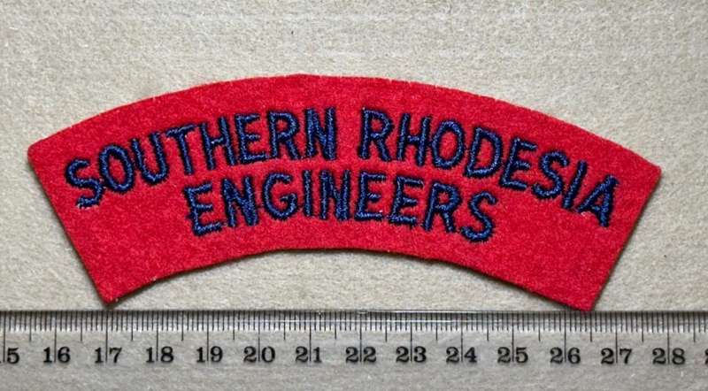 SOUTHERN RHODESIA ENGINEERS SHOULDER FLASH - BLUE ON RED