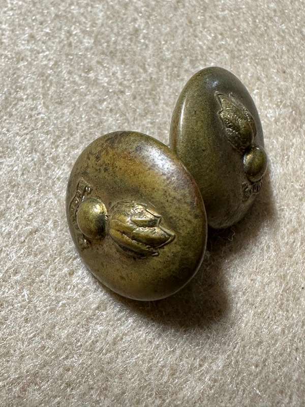Rhodesian Engineers, 2 Small Buttons with Rhodesia Scroll Joined with link