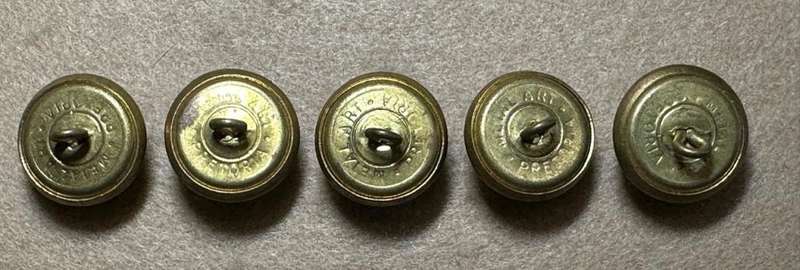 Rhodesian Engineers, 5 Large Buttons with Rhodesia Scroll, by Metal Art, Pretoria