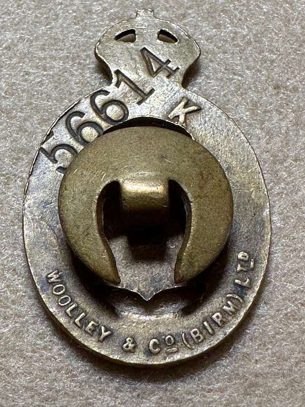 WWI British Ammunition Factory worker l -  WAR SERVICE NO 56614 KC EXTREMELY RARE - NUMBERED 56614