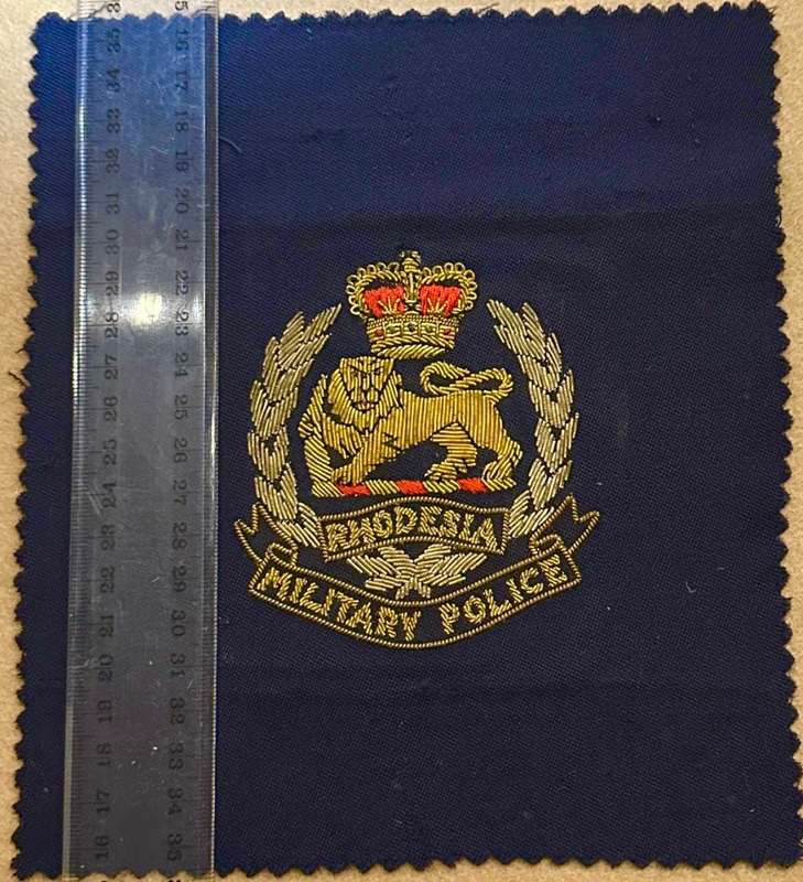 Rhodesian Corps of Military Police - BULLION BLAZER BADGE WITH QC and Bullion Embroidered Wreath