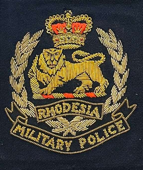 Rhodesian Corps of Military Police - BULLION BLAZER BADGE WITH QC and Bullion Embroidered Wreath