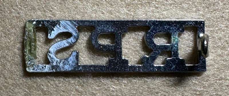Rhodesian Prison Service - RPS CHROME SHOULDER TITLE, One lug missing