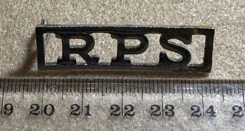 Rhodesian Prison Service - RPS CHROME SHOULDER TITLE, One lug missing
