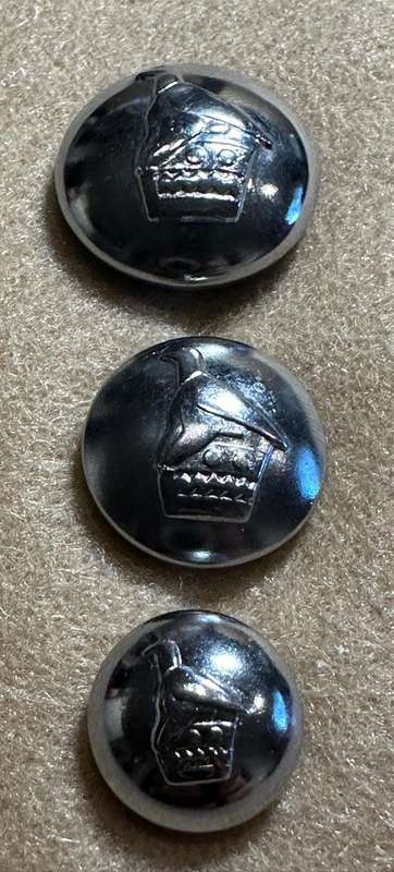 Rhodesian Prison Service - Set of 3 Buttons, Large, Medium and Small, Manufactured by Tool & Mould,