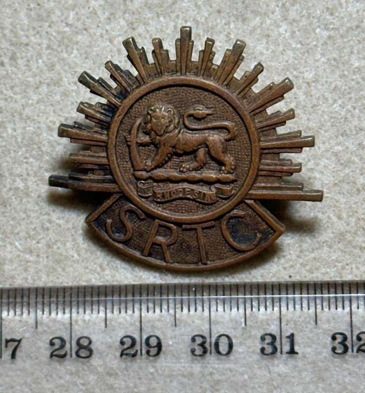 Southern Rhodesia Corps of Motor Transport - BRASS CAP BADGE LUG BENT/BROKEN SRTC