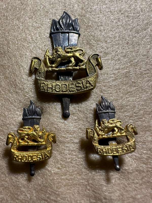 Rhodesian Educational Corps - SET BERET AND COLLAR BADGES METAL
