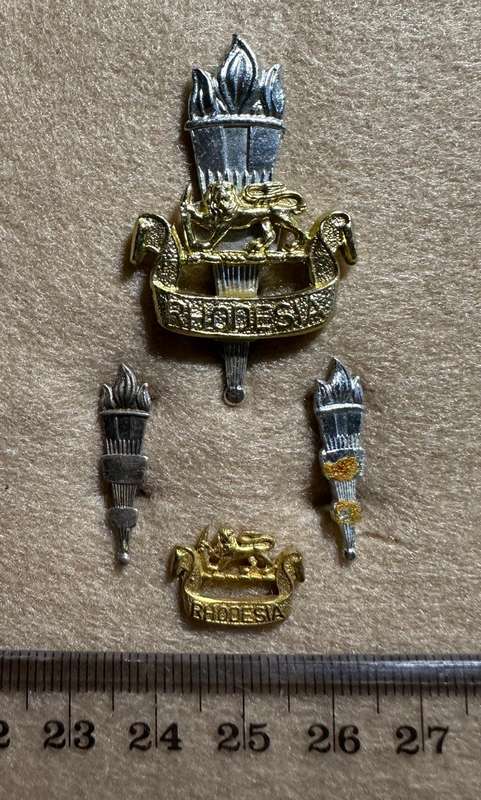 Rhodesian Educational Corps - SET BERET AND COLLAR BADGES Anodised and mess dress x 1