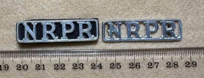 Northern Rhodesia Police - 2 SHOULDER TITLES NRPR, One Title with Backing Felt