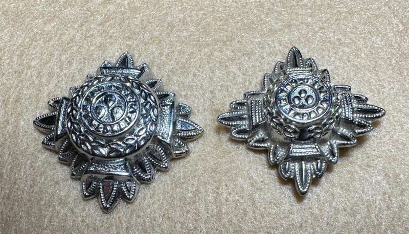 Northern Rhodesia Police - NRP - OFFICERS SET of RANK PIPS CROME