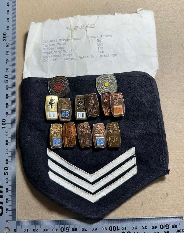 Rhodesian Boys Brigade - SGT RANK ARM SLEEVE WITH 13 PROFICIENCY BADGES (1977)