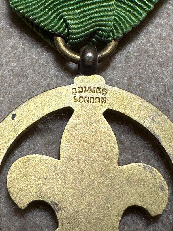 Rhodesian Boy Scouts - MEDAL ON GREEN RIBBON, by COLLINS, LONDON