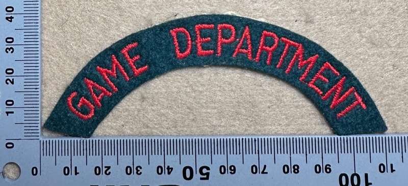 Rhodesian PARKS AND WILDLIFE - GAME DEPARTMENT SHOULDER TITLE