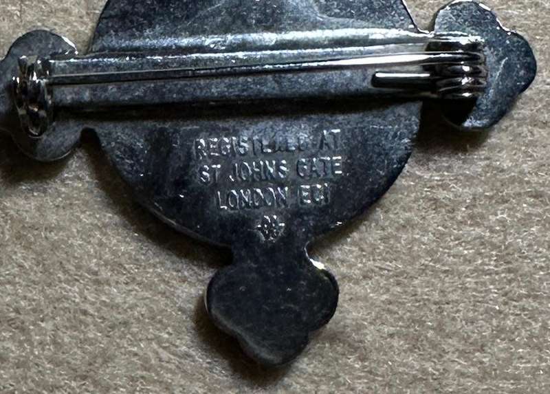Rhodesian ST JOHNS - BROOCHE, Registered at St Johns Gate, London