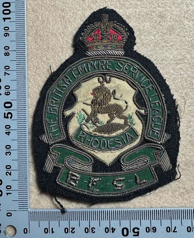 Rhodesia BRITISH EMPIRE SERVICE LEAGUE - BULLION BLAZER RHODESIA BADGES VARIANT
