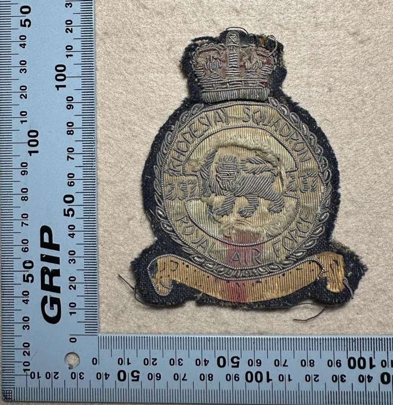Rhodesian Air Force - RAF 237 RHODESIA SQDN WW2 BLAZER BADGE KC BULLION
