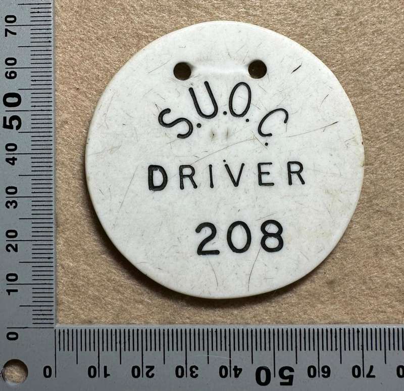 Rhodesian TRANSPORT - SOUTHERN UNITED OMNIBUS CO DRIVER BADGE PLASTIC - 208