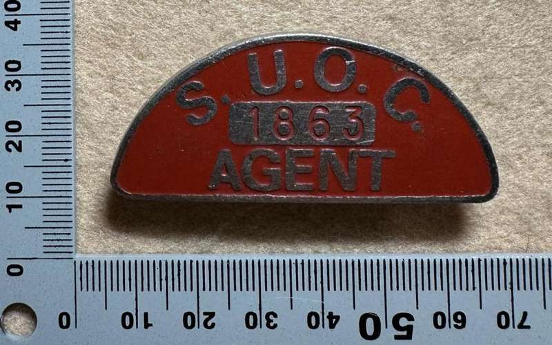 Rhodesian TRANSPORT - SOUTHERN UNITED OMNIBUS CO AGENT METAL ENAMEL BADGE - NO 1863