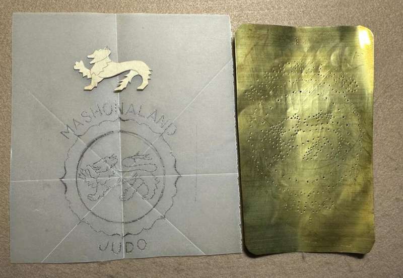 Rhodesia - MASHONALAND - PROVINCIAL SPORT COLOURS - JUDO BULLION WITH STENCIL & PAPERWORK