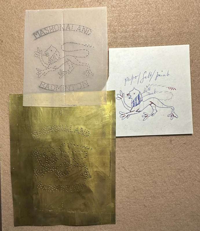 Rhodesia - MASHONALAND - PROVINCIAL SPORT COLOURS - BADMINTON BULLION WITH STENCIL & SKETCHES