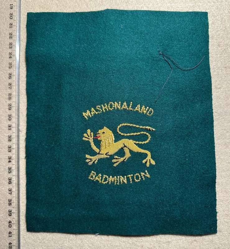 Rhodesia - MASHONALAND - PROVINCIAL SPORT COLOURS - BADMINTON BULLION WITH STENCIL & SKETCHES
