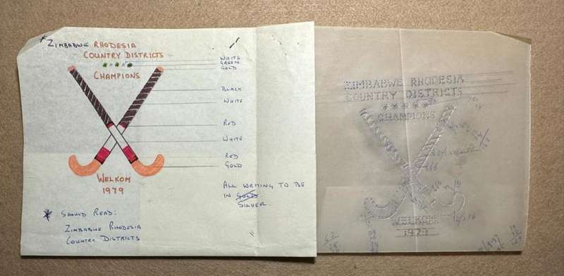 ZIMBABWE RHODESIA - HOCKY CHAMPS 1979 ART WORK AND STENCILS ONLY