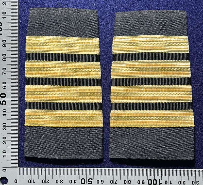 South African Civil Aviation - SET OF CAPTAIN SLIP ONS - BULLION GOLD ON BLACK