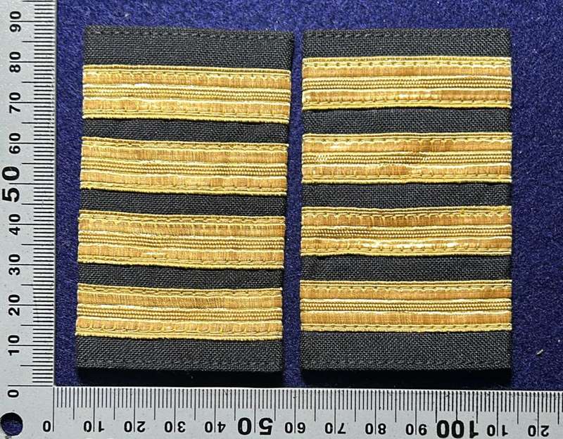 South African Civil Aviation - SET OF CAPTAIN SLIP ONS - BULLION GOLD ON BLACK