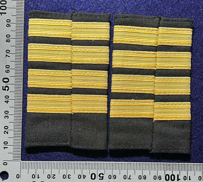 South African Civil Aviation - SET OF CAPTAIN SLIP ONS - BULLION GOLD ON BLACK