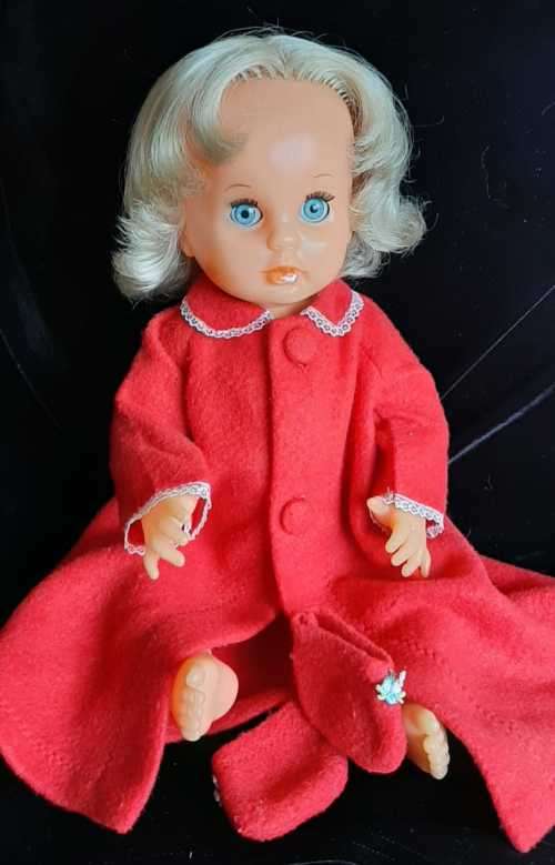 First Love Doll Clothes: Red dressing gown with matching booties only