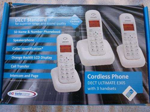 BRAND NEW DIGITAL DECT ULTIMATE 305 CORDLESS PHONE WITH 3 HANDSETS