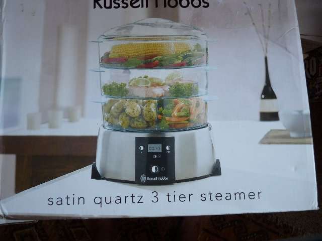 CRAZY AUCTION BRAND NEW RUSSELL HOBBS SATIN QUARTZ 3 TIER STEAMER