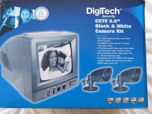 DIGITECH CCTV 5.5' BLACK AND WHITE CAMERA KIT USED FOR DISPLAY