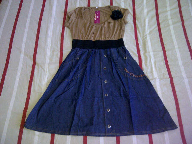 ***Cute Ladies Summer Dress*** Blue & Beige*** Stretch Waist Belt*** Size XL***