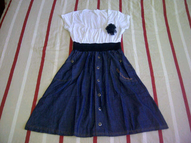 ***Cute Ladies Summer Dress*** Blue & White*** Stretch Waist Belt*** Size XL***