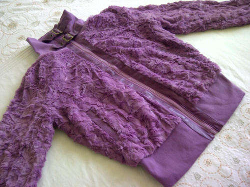 ***Beautiful Ladies Short Purple Fur Like Jacket***Stunning Design***L ONLY***Last One**BRAND NEW***