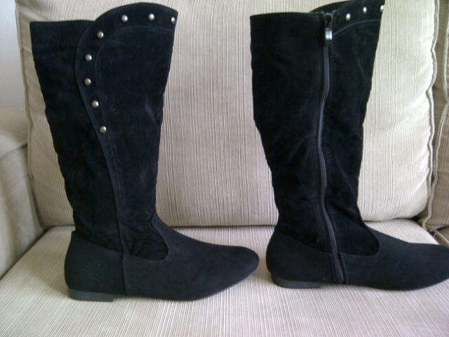 **Cute & Funky Ladies Long Black Boots with studded design**Size 4, 5, 6, 7, 8 ONLY**BRAND NEW***