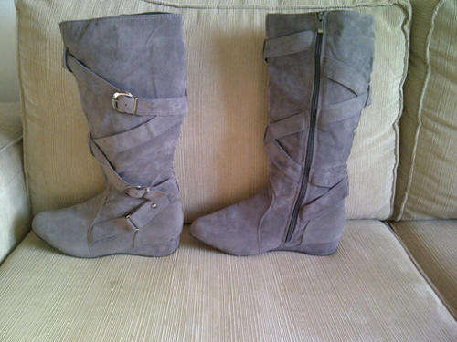 **Funky Ladies Suede Like Boots with Buckle & Strap Design**Size 6, 7, 8**BRAND NEW**