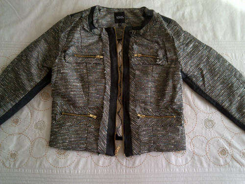 **Stunning Ladies Emroidery Like Leather Look Jacket with Funky Design**Black & White Avail**M, L**