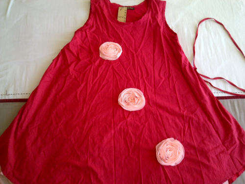 ***Stunning Ladies Red Sleeveless dress with Flower Design***Great with a Tights***LAST ONE***