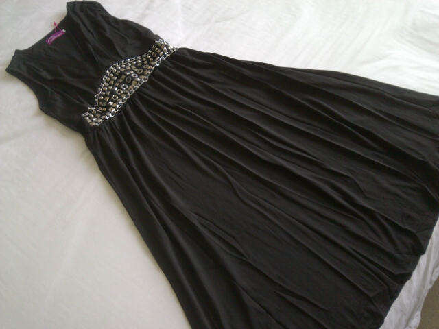 **Beautiful Ladies Black Silk Style Dress With Stunning Detail & Design***Black**M, L, XL ONLY***