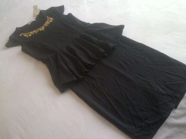 **Beautiful Ladies Top/Skirt Dress With Gold Stud Neckline & Belt***STUNNING***L**BRAND NEW***