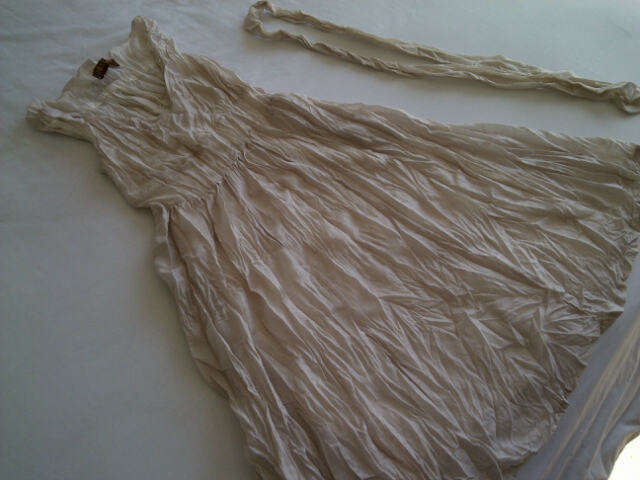 **Stunning Ladies Sleeveless Summer Dresses With A Frill Like Design & Belt**L/XL**BEIGE ONLY**
