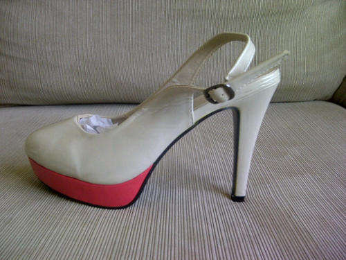 ***Stunning Ladies White/Pink Leather look High Heels***7 ONLY***LAST ONE AVAIL***BEAUTIFUL***