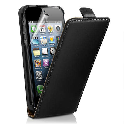***iPhone 5 Leather Like Flip Cover***Ultra Slim Case***Black***BRAND NEW***