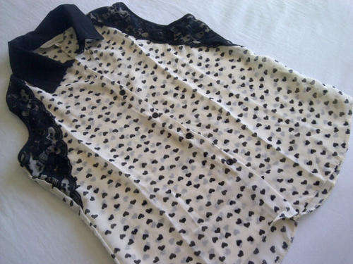 *SUMMER SALE*Cute & Funky Ladies Chiffon Style Heart Shaped Polka Top With Lace Like Detailing*S, M*