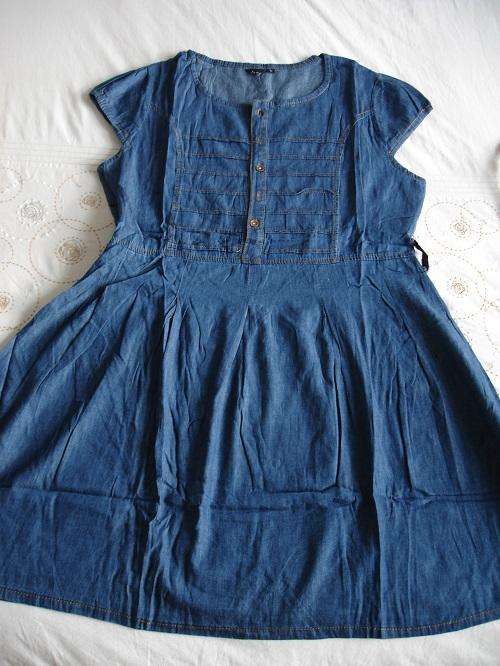 ***Beautiful Ladies Denim Dress With Stunning Detail & Leather Look Tan Belt***L ONLY***